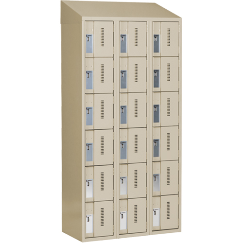 Concorde Heavy-Duty Lockers, 6 -tier, Bank of 3, 36" x 18" x 78", Steel, Beige, Welded (Assembled) Rideout Tool & Machine Inc.
