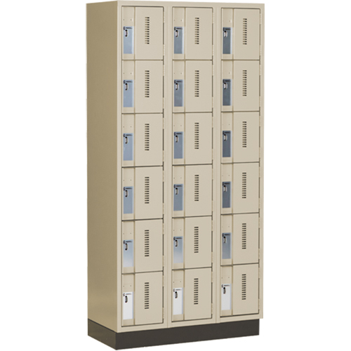 Concorde Heavy-Duty Lockers, 6 -tier, Bank of 3, 36" x 18" x 76", Steel, Beige, Welded (Assembled) Rideout Tool & Machine Inc.