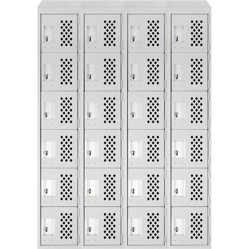 Assembled Clean Line Perforated Economy Lockers, 6 -tier, Bank of 4, 18" x 72" x 12", Steel Rideout Tool & Machine Inc.