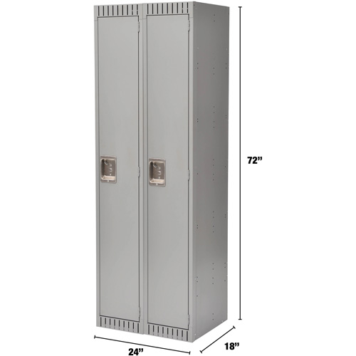 Lockers, Bank of 2, 24" x 18" x 72", Steel, Grey, Knocked Down Rideout Tool & Machine Inc.
