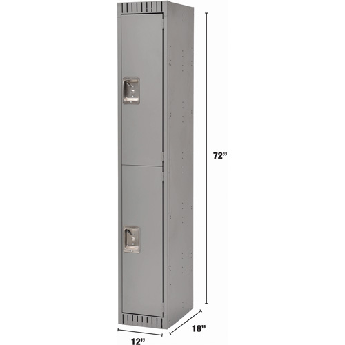 Lockers, 2 -tier, 12" x 18" x 72", Steel, Grey, Rivet (Assembled) Rideout Tool & Machine Inc.