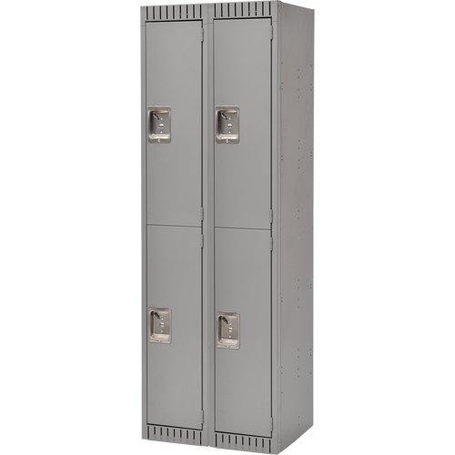 Lockers, 2 -tier, Bank of 2, 24" x 18" x 72", Steel, Grey, Knocked Down Rideout Tool & Machine Inc.
