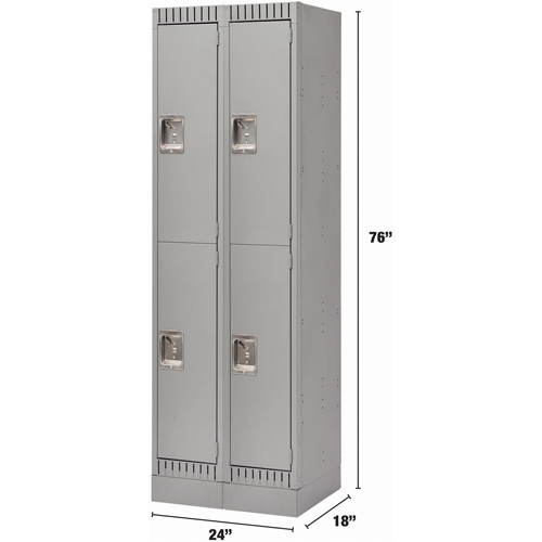 Casiers, 2 niveaux, Bloc de 2, 24" x 18" x 76", Acier, Gris, D&eacute;mont&eacute; Rideout Tool & Machine Inc.