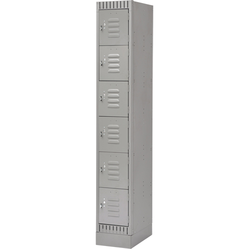Lockers, 6 -tier, 12" x 18" x 76", Steel, Grey, Knocked Down Rideout Tool & Machine Inc.