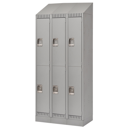 Lockers, 2 -tier, Bank of 3, 36" x 18" x 86", Steel, Grey, Knocked Down Rideout Tool & Machine Inc.