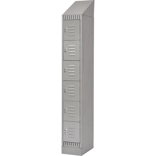 Lockers, 6 -tier, 12" x 18" x 86", Steel, Grey, Knocked Down Rideout Tool & Machine Inc.