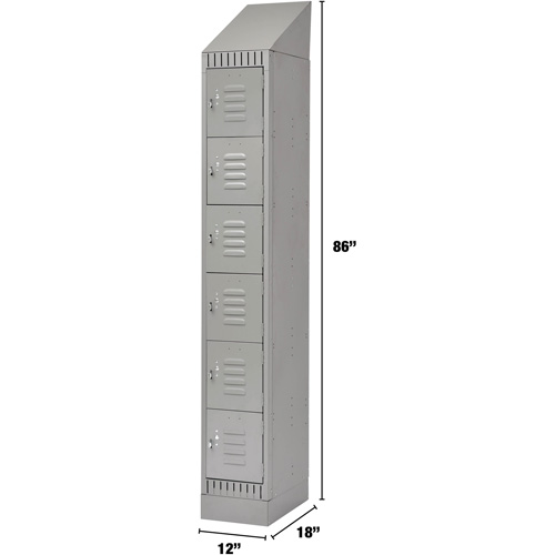 Lockers, 6 -tier, 12" x 18" x 86", Steel, Grey, Knocked Down Rideout Tool & Machine Inc.