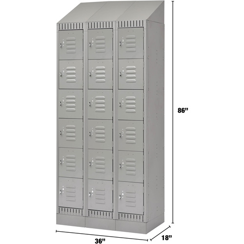 Casiers, 6 niveaux, Bloc de 3, 36" x 18" x 86", Acier, Gris, D&eacute;mont&eacute; Rideout Tool & Machine Inc.