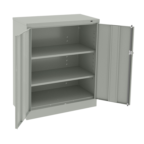 Counter High Cabinet, Steel, 2 Shelves, 42" H x 36" W x 18" D, Light Grey Rideout Tool & Machine Inc.