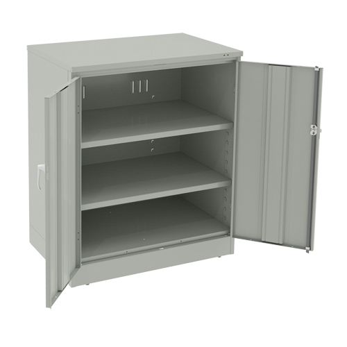 Deluxe Counter High Cabinet, Steel, 2 Shelves, 42" H x 36" W x 24" D, Light Grey Rideout Tool & Machine Inc.