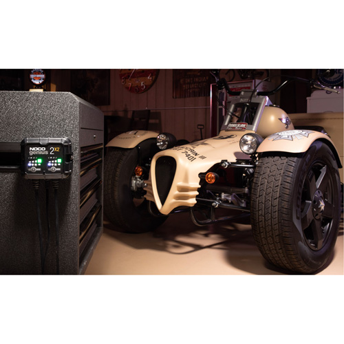 Genius&reg; 2X2 2-Bank, 4-Amp Battery Charger Rideout Tool & Machine Inc.