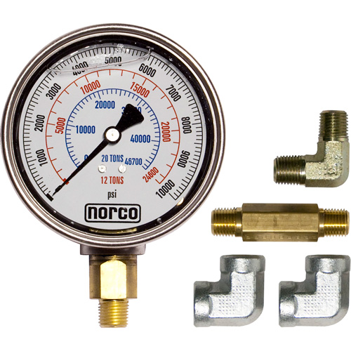 Manom&egrave;tre hydraulique avec raccords,  4", Fixation inf&eacute;rieure, Analogique Rideout Tool & Machine Inc.