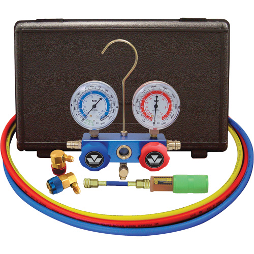 Automotive R134A 2-Way Manifold Gauge Set with Mini Dye Injector Rideout Tool & Machine Inc.
