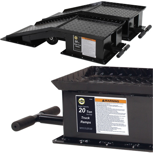 Heavy-Duty Truck Ramps with Long T-Handle, 40000 lbs. Capacity, 45" L, 13-1/2" W, 9-19/50" H Rideout Tool & Machine Inc.