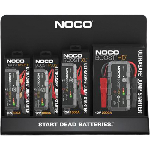 Pr&eacute;sentoir de comptoir en acrylique de 4 mm pour d&eacute;marreurs dappoint NOCO Rideout Tool & Machine Inc.