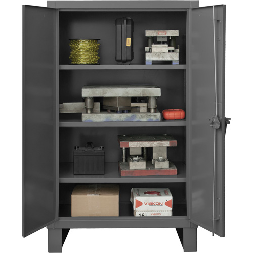Extra Heavy-Duty Cabinet, Steel, 3 Shelves, 66" H x 60" W x 24" D, Grey Rideout Tool & Machine Inc.