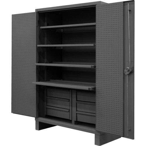 Extra Heavy-Duty Slide-Out Shelf Cabinet, Steel, 4 Shelves, 78" H x 48" W x 24" D, Grey Rideout Tool & Machine Inc.