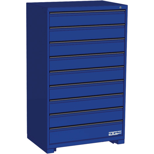 Modular Drawer Cabinet, 9 Drawers, 36" W x 24" D x 60" H, Blue Rideout Tool & Machine Inc.