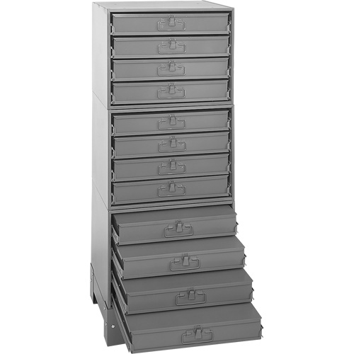 Modular Compartment Drawer Box Rack, Steel, 12 Drawers, 20-3/8" x 16" x 60-1/8", Grey Rideout Tool & Machine Inc.