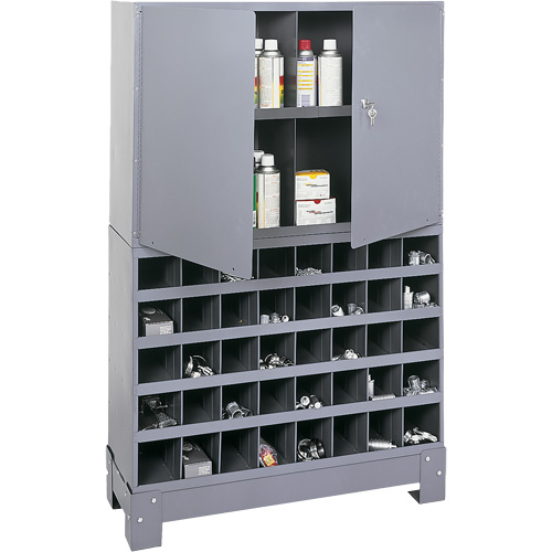 Modular Small Parts Storage Unit, Steel, 0 Drawers, 33-3/4" x 12-1/4" x 53-1/2", Grey Rideout Tool & Machine Inc.