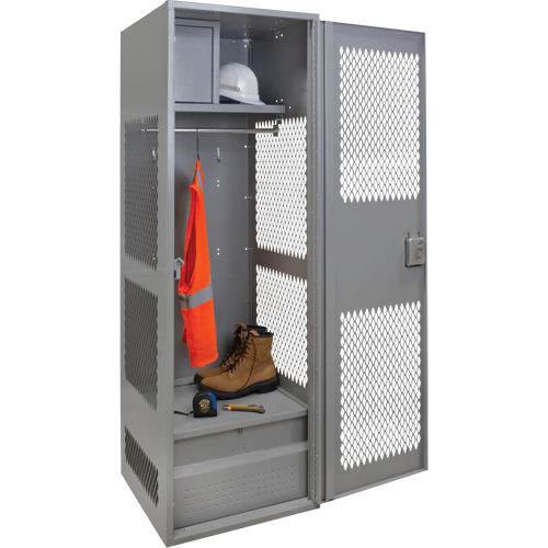 Casier pour &eacute;quipement avec porte, Acier, 24" la x 24" p x 72" h, Gris Rideout Tool & Machine Inc.