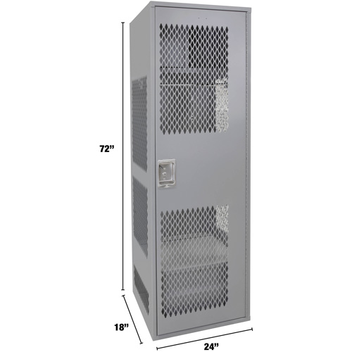 Gear Locker with Door, Steel, 24" W x 18" D x 72" H, Grey Rideout Tool & Machine Inc.