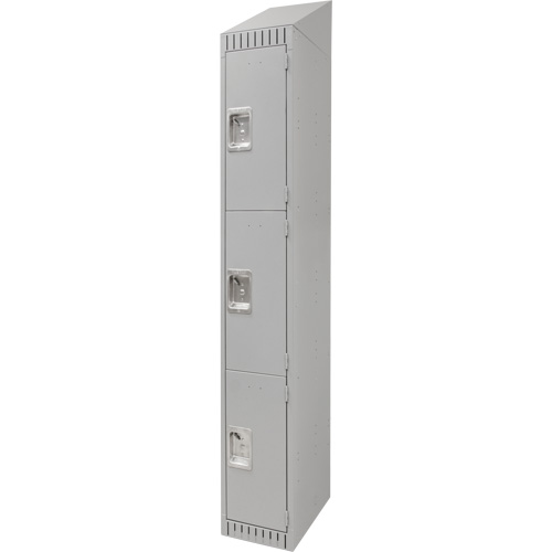 Lockers, 3 -tier, 12" x 18" x 82", Steel, Grey, Knocked Down Rideout Tool & Machine Inc.
