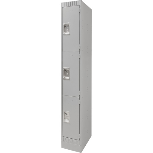 Lockers, 3 -tier, 12" x 18" x 76", Steel, Grey, Knocked Down Rideout Tool & Machine Inc.