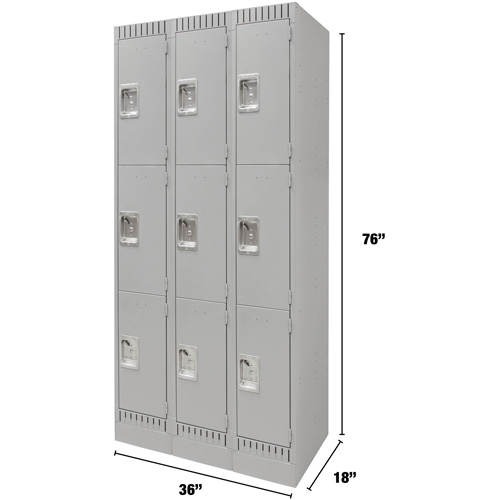 Casiers, 3 niveaux, Bloc de 3, 36" x 18" x 76", Acier, Gris, D&eacute;mont&eacute; Rideout Tool & Machine Inc.
