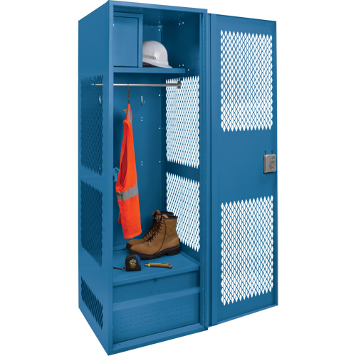 Gear Locker with Door, Steel, 24" W x 18" D x 72" H, Dark Blue Rideout Tool & Machine Inc.