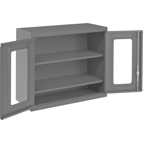 Armoire de rangement murale avec portes transparentes, 26-15/16" h x 29-7/8" la x 13-11/16" p, 2 tablettes, Acier, Gris Rideout Tool & Machine Inc.