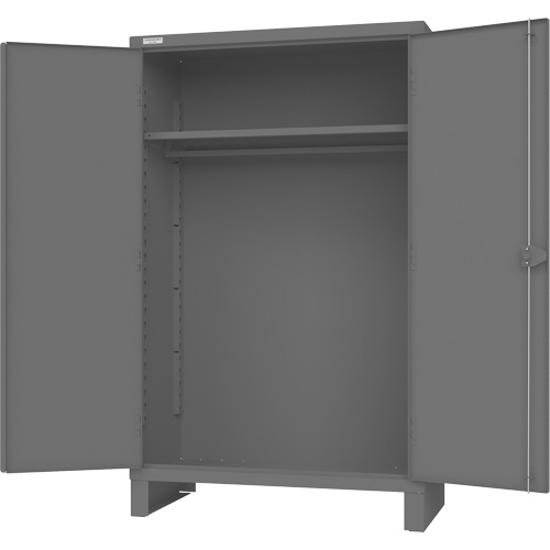 Armoire avec barre de suspension et portes encastr&eacute;es standards, Acier, 78" h x 48" la x 24" P, Gris Rideout Tool & Machine Inc.