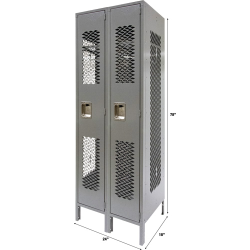 Casiers ventil&eacute;s, Bloc de 2, 24" x 18" x 78", Acier, Gris, D&eacute;mont&eacute;, Perfor&eacute; Rideout Tool & Machine Inc.