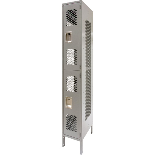 Casiers ventil&eacute;s, 2 niveaux, 12" x 18" x 78", Acier, Gris, D&eacute;mont&eacute;, Perfor&eacute; Rideout Tool & Machine Inc.