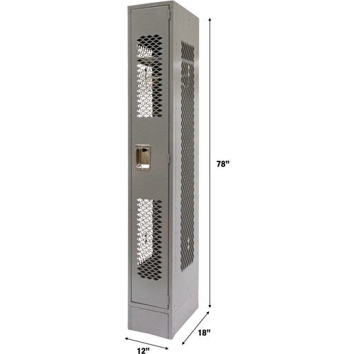 Vented Lockers, 12" x 18" x 78", Steel, Grey, Knocked Down, Perforated Rideout Tool & Machine Inc.