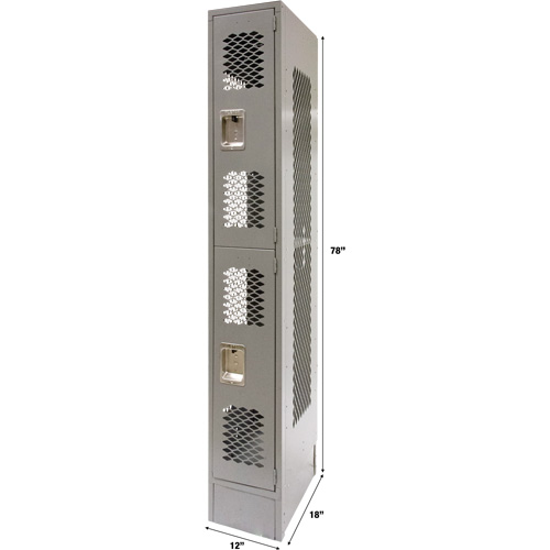 Casiers ventil&eacute;s, 2 niveaux, 12" x 18" x 78", Acier, Gris, D&eacute;mont&eacute;, Perfor&eacute; Rideout Tool & Machine Inc.