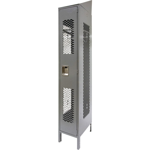 Vented Lockers, 12" x 18" x 88", Steel, Grey, Knocked Down, Perforated Rideout Tool & Machine Inc.