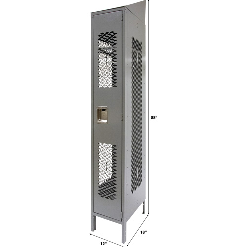 Vented Lockers, 12" x 18" x 88", Steel, Grey, Knocked Down, Perforated Rideout Tool & Machine Inc.