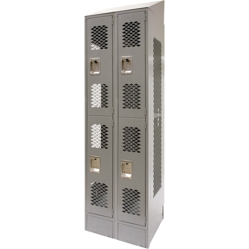 Casiers ventil&eacute;s, 2 niveaux, Bloc de 2, 24" x 18" x 88", Acier, Gris, D&eacute;mont&eacute;, Perfor&eacute; Rideout Tool & Machine Inc.