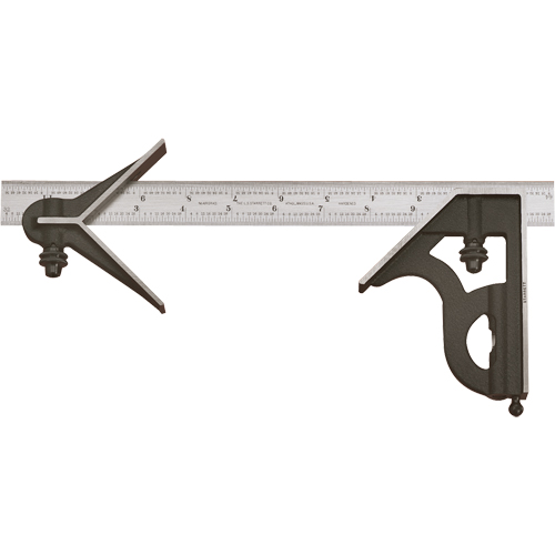 Combination Squares with Square Head & Centre Head - No. 11HC Series with Cast Iron Heads, 300 mm L, 0.5 mm Graduations, Steel, Plain Rideout Tool & Machine Inc.
