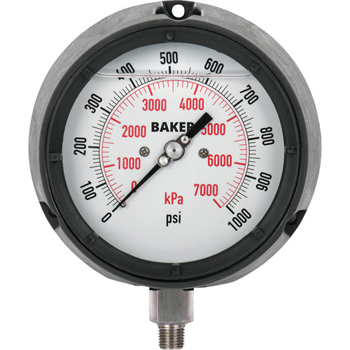 LF Series Pressure Gauge, 4-1/2" , 0-1000 psi, Bottom Mount, Analogue Rideout Tool & Machine Inc.