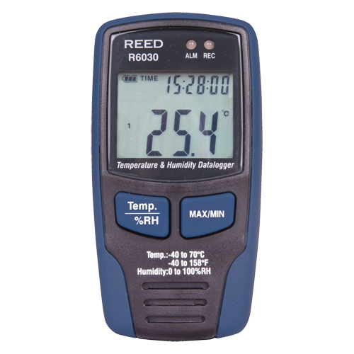 Temp/RH Data Logger with ISO Certificate, 40°C to 70°C (-40°F to 158°F) Rideout Tool & Machine Inc.