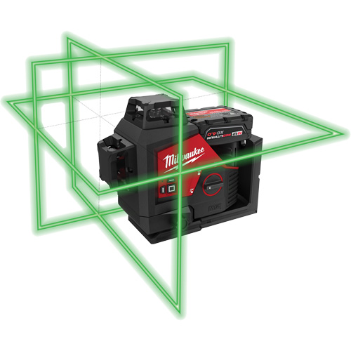 Ensemble de laser vert 360 degr&eacute;s &agrave; trois plans M12, 125' (38,1 m), 530 N.m Rideout Tool & Machine Inc.