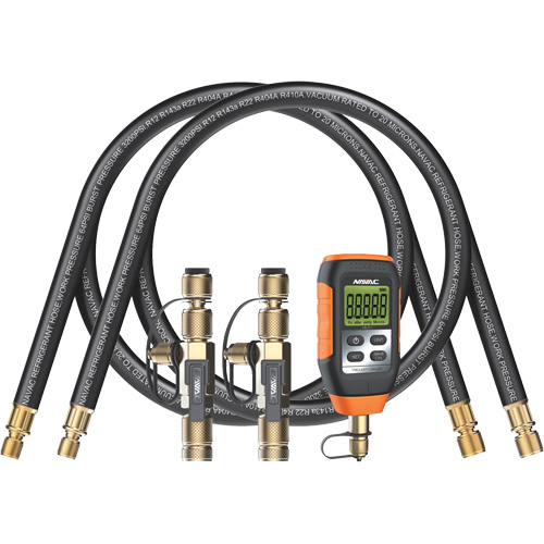 Ensemble d'&eacute;vacuation rapide avec tuyaux, outils de base et vacuom&egrave;tre en micron Rideout Tool & Machine Inc.