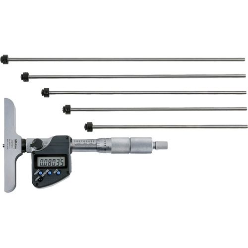 Digital Depth Micrometer with Interchangeable Rod, 0" - 12" (0 mm - 304.8 mm) Range, 0.00005" (0.001 mm) Resolution Rideout Tool & Machine Inc.