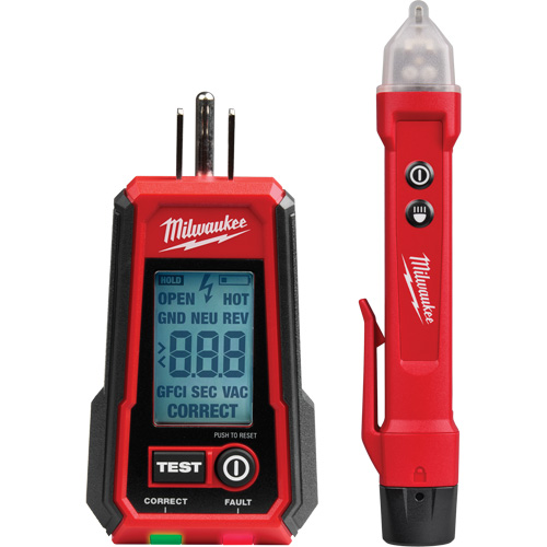 Voltage Detector with LED & GFCI Receptacle Tester Kit, 50 V - 1000 V, Display & Sound Alert Rideout Tool & Machine Inc.