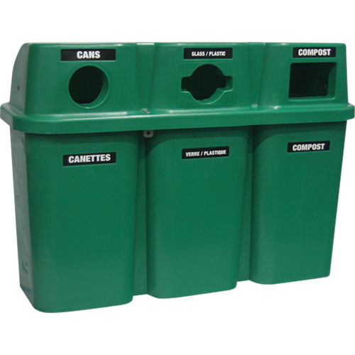 Contenants de recyclage Bullseye, Bord de rue, Plastique, 3 x 22 gal. US Rideout Tool & Machine Inc.