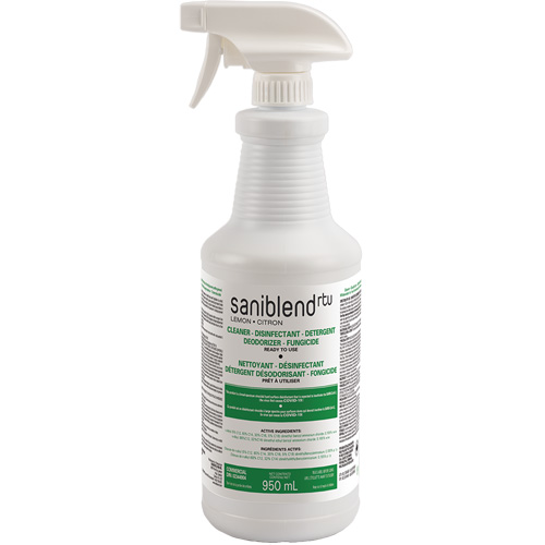 D&eacute;sinfectant et assainissant SaniBlend pr&ecirc;t &agrave; l'emploi, 950 ml, Bouteille &agrave; g&acirc;chette Rideout Tool & Machine Inc.
