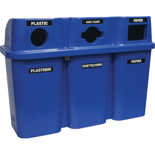 Recycling Containers Bullseye, Curbside, Plastic, 3 x 22 US Gal. Rideout Tool & Machine Inc.