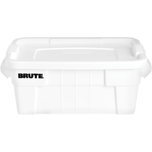 Brute Storage Tote with Lid, 27.88” D x 16.5” W x 10.7" H, 112 llbs. Capacity, White Rideout Tool & Machine Inc.
